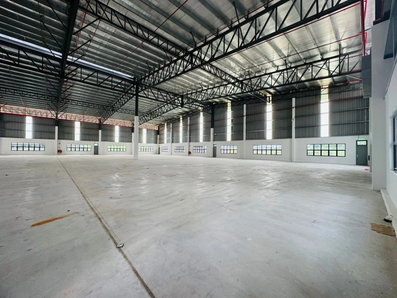 Wide view across the detached factory warehouse floor