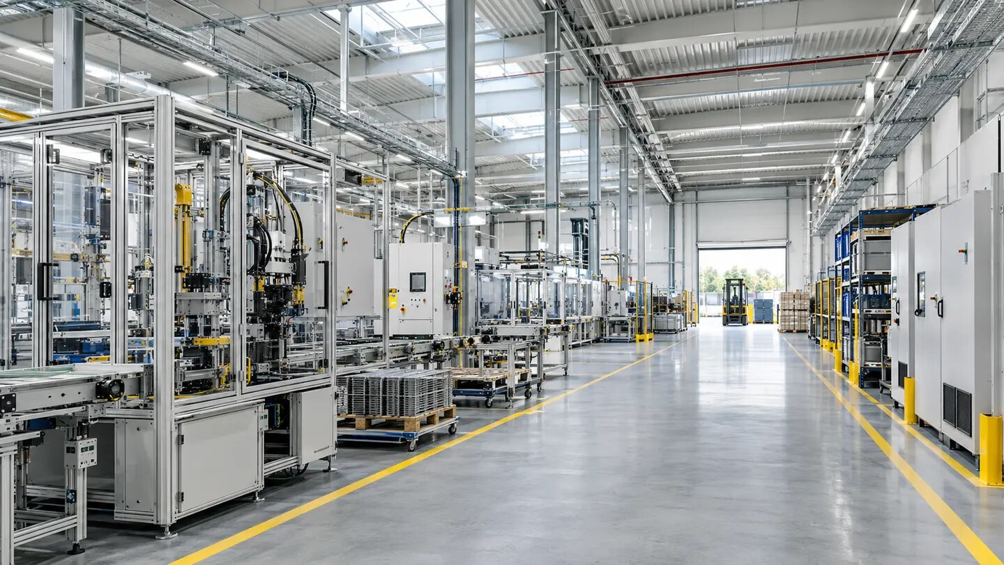 Modern industrial factory interior suitable for production planning