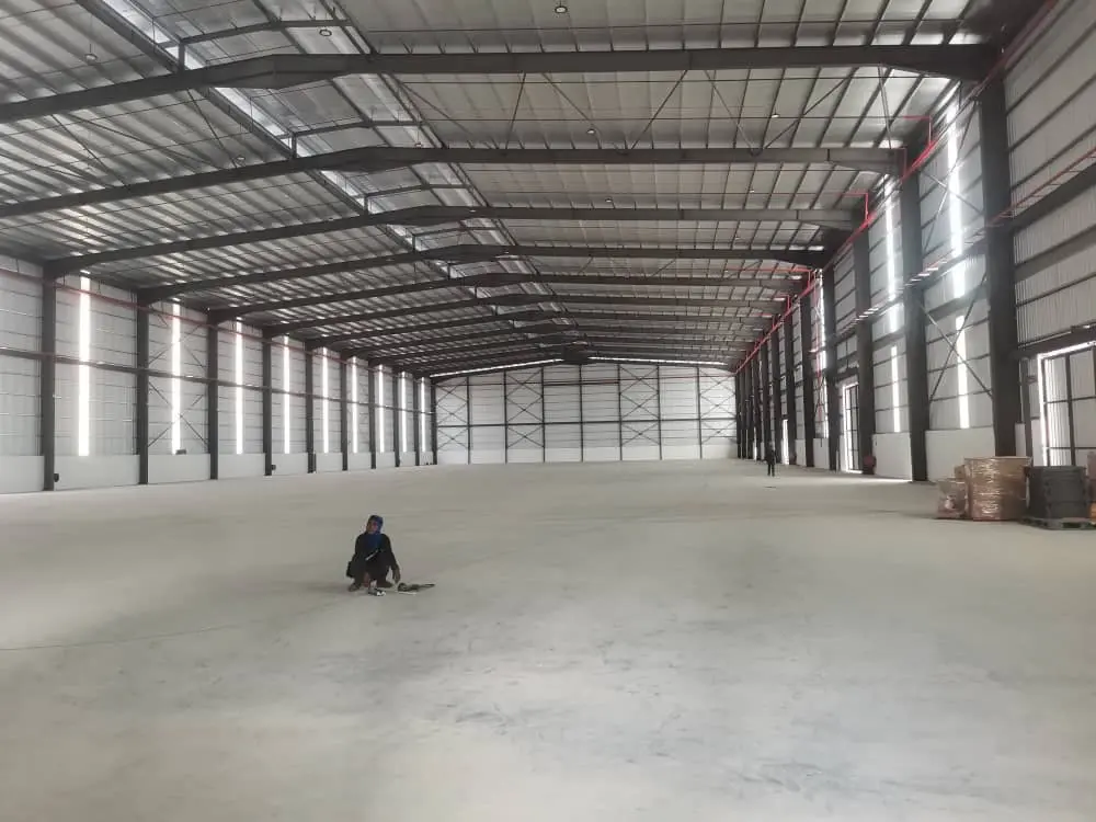 Warehouse hall viewed along its length