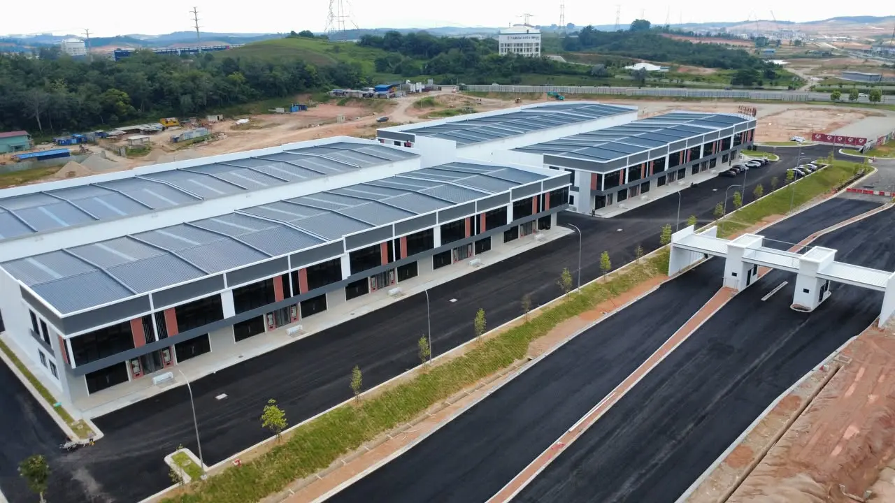 Aerial project view of factories at Ulu Tiram Business Park